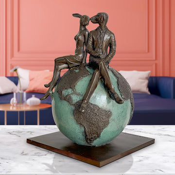 Rabbitwoman and Dogman and Their Big Bright World (Bronze Sculpture)