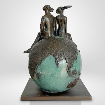 Rabbitwoman and Dogman and Their Big Bright World (Bronze Sculpture)