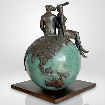 Rabbitwoman and Dogman and Their Big Bright World (Bronze Sculpture)
