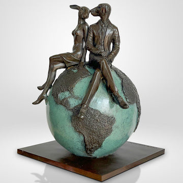 Rabbitwoman and Dogman and Their Big Bright World (Bronze Sculpture)