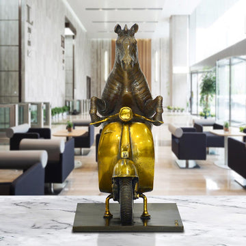 The Grevy's Zebra Races Against Time on the Vespa (Bronze Sculpture, Small)