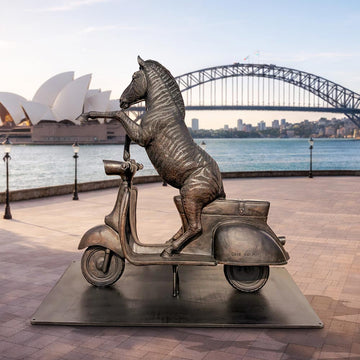 The Grevy's Zebra Races on the Vespa (Bronze Sculpture)