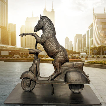 The Grevy's Zebra Races on the Vespa (Bronze Sculpture)