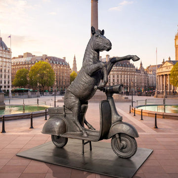 The Grevy's Zebra Races on the Vespa (Bronze Sculpture)