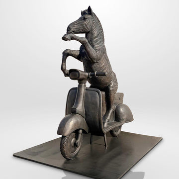 The Grevy's Zebra Races on the Vespa (Bronze Sculpture)
