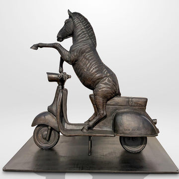 The Grevy's Zebra Races on the Vespa (Bronze Sculpture)