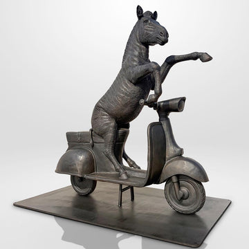 The Grevy's Zebra Races on the Vespa (Bronze Sculpture)