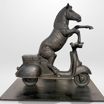 The Grevy's Zebra Races on the Vespa (Bronze Sculpture)