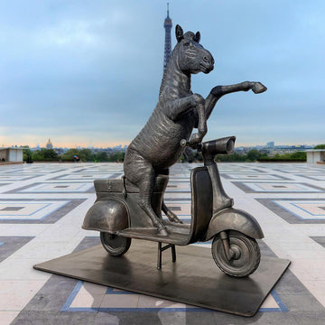 The Grevy's Zebra Races on the Vespa (Bronze Sculpture)