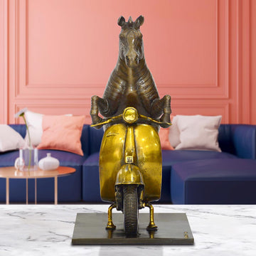 The Grevy's Zebra Races Against Time on the Vespa (Bronze Sculpture, Small)