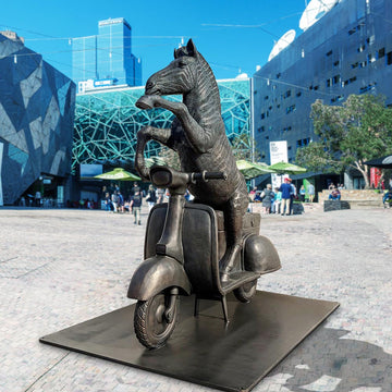 The Grevy's Zebra Races on the Vespa (Bronze Sculpture)