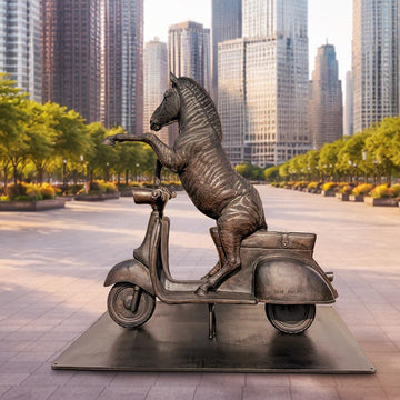 The Grevy's Zebra Races on the Vespa (Bronze Sculpture)