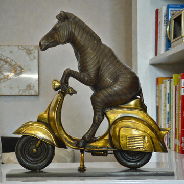 The Grevy's Zebra Races Against Time on the Vespa (Bronze Sculpture, Small)