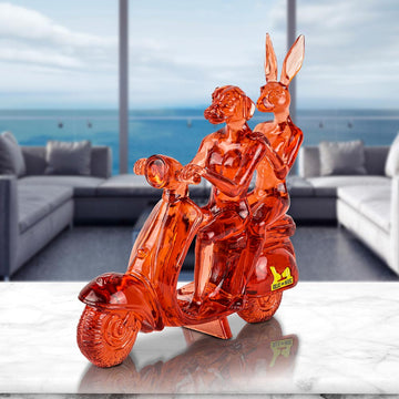Lolly happy mini vespa riders (Clear Resin Sculpture)