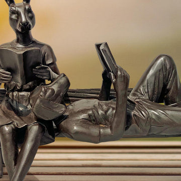 They Only Read Love Stories (Bronze Sculpture, Miniature Collection)