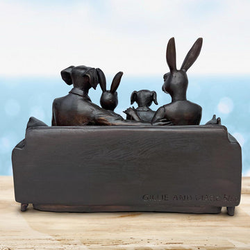 The Family That Sits Together (Bronze Sculpture, Miniature Collection)