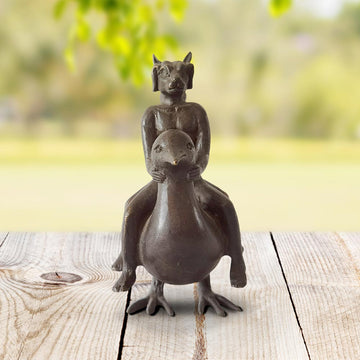 Duck Riders in Love (Bronze Sculpture, Pocket Size)