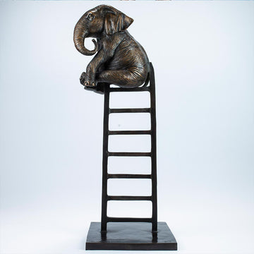 Elephant Up High (Bronze Sculpture)