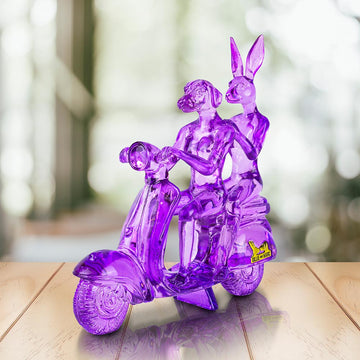 Lolly happy mini vespa riders (Clear Resin Sculpture)