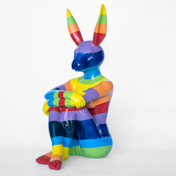 Rainbow Lost Rabbit (Fibreglass Sculpture)