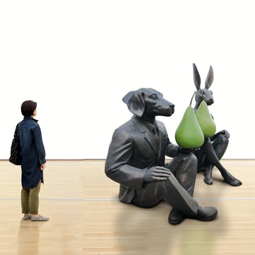 He Thought a Pear a Day Would Help Him Play (Bronze Sculpture)