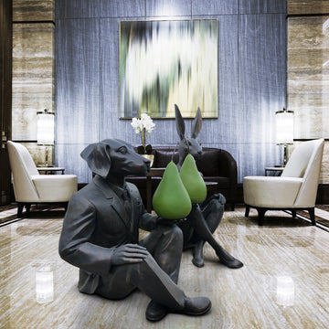 He Thought a Pear a Day Would Help Him Play (Bronze Sculpture)