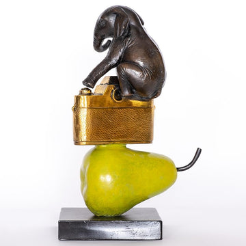 The Elephant Just Wanted a Camera and Pear (Bronze Sculpture)