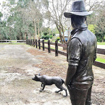 Farmer and Dog (Bronze Sculpture)