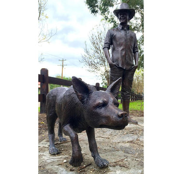Farmer and Dog (Bronze Sculpture)