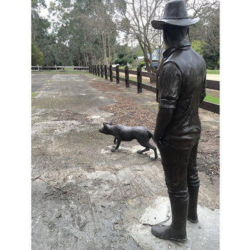 Farmer and Dog (Bronze Sculpture)