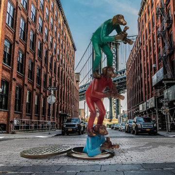 Three Paparazzi Dogs Were Never a Crowd (Bronze Sculpture)