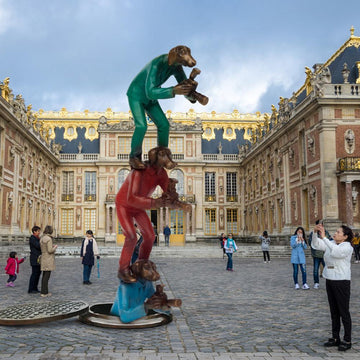 Three Paparazzi Dogs Were Never a Crowd (Bronze Sculpture)