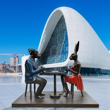 Even Though It Was Their First Date, He Asked Her to Marry Him. And She Said YES (Bronze Sculpture)