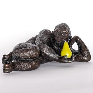 Gorilla Will Pear for Love (Bronze Sculpture, Miniature)