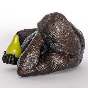 Gorilla Will Pear for Love (Bronze Sculpture, Miniature)