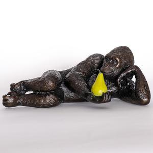 Gorilla Will Pear for Love (Bronze Sculpture, Miniature)
