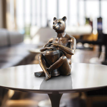 He Loved Drumming Around the Campfire (Bronze Sculpture)