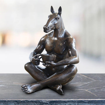 He Read on the Internet That Six Cups a Day Is Okay. Just Not Seven (Bronze Sculpture)