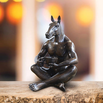 He Read on the Internet That Six Cups a Day Is Okay. Just Not Seven (Bronze Sculpture)