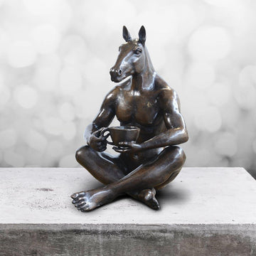 He Read on the Internet That Six Cups a Day Is Okay. Just Not Seven (Bronze Sculpture)