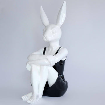 Hip Rabbit in a black/red dress (Fibreglass Sculpture)