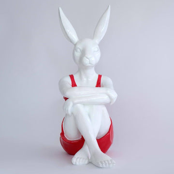 Hip Rabbit in a black/red dress (Fibreglass Sculpture)