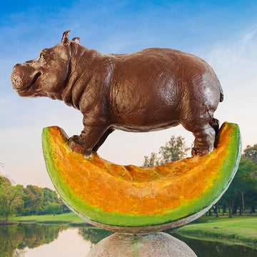 Hippos Love Cantaloupe Big Time  (Bronze Sculpture)