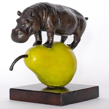 The Hippo Was Just Pearfect (Bronze Sculpture, Small)
