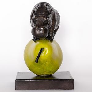 The Hippo Was Just Pearfect (Bronze Sculpture, Small)