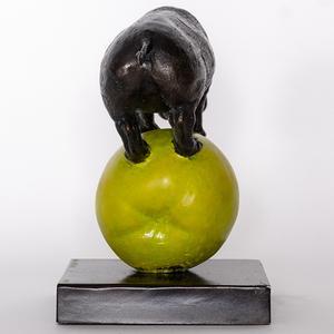 The Hippo Was Just Pearfect (Bronze Sculpture, Small)