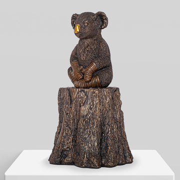 Lewis The Koala on Tree Stump (Resin Sculpture)
