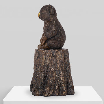 Lewis The Koala on Tree Stump (Resin Sculpture)