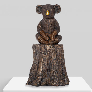 Lewis The Koala on Tree Stump (Resin Sculpture)