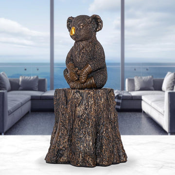 Lewis The Koala on Tree Stump (Resin Sculpture)